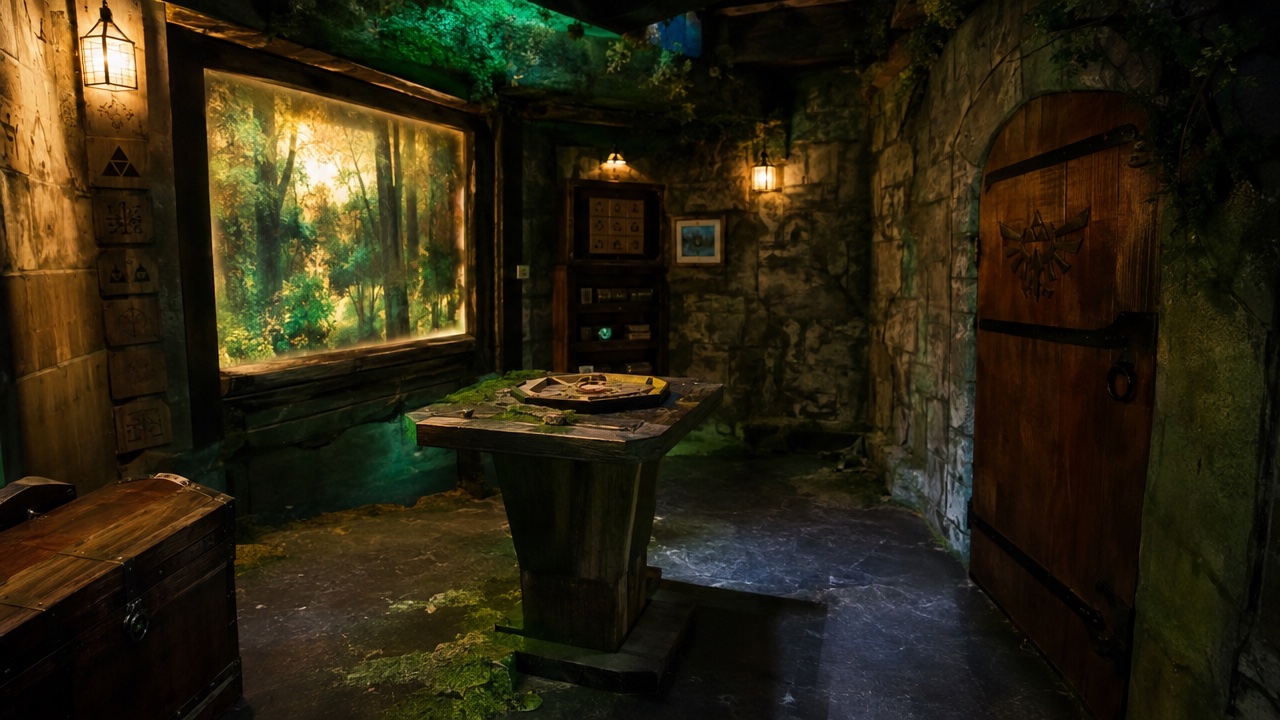 Ambiente scenografico di una escape room a tema fantasy.