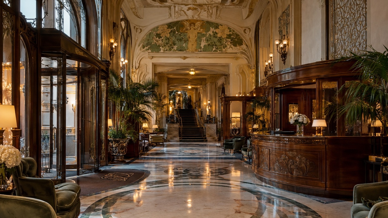 Reception elegante di un hotel di lusso.